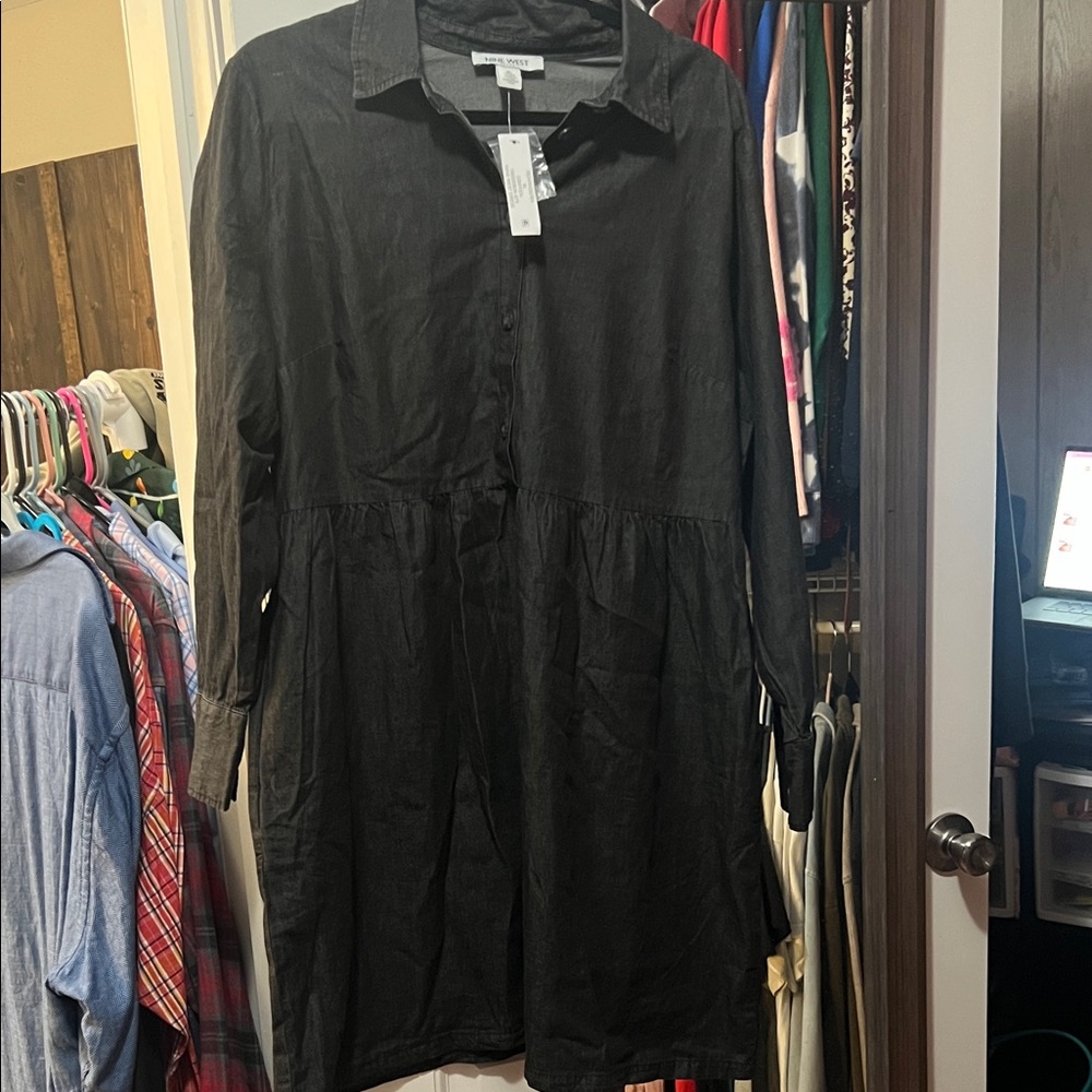 Nine West Charcoal Long Sleeve Dress